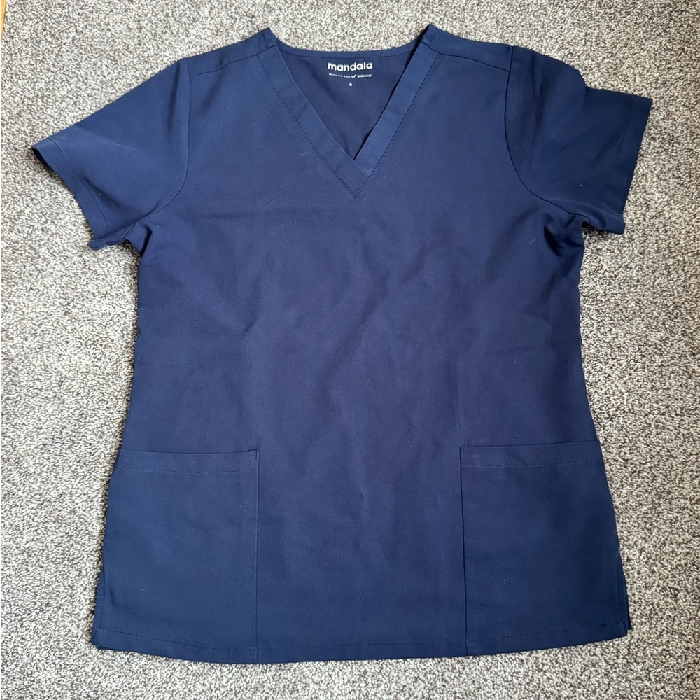 Mandala Scrubs Navy Blue Top